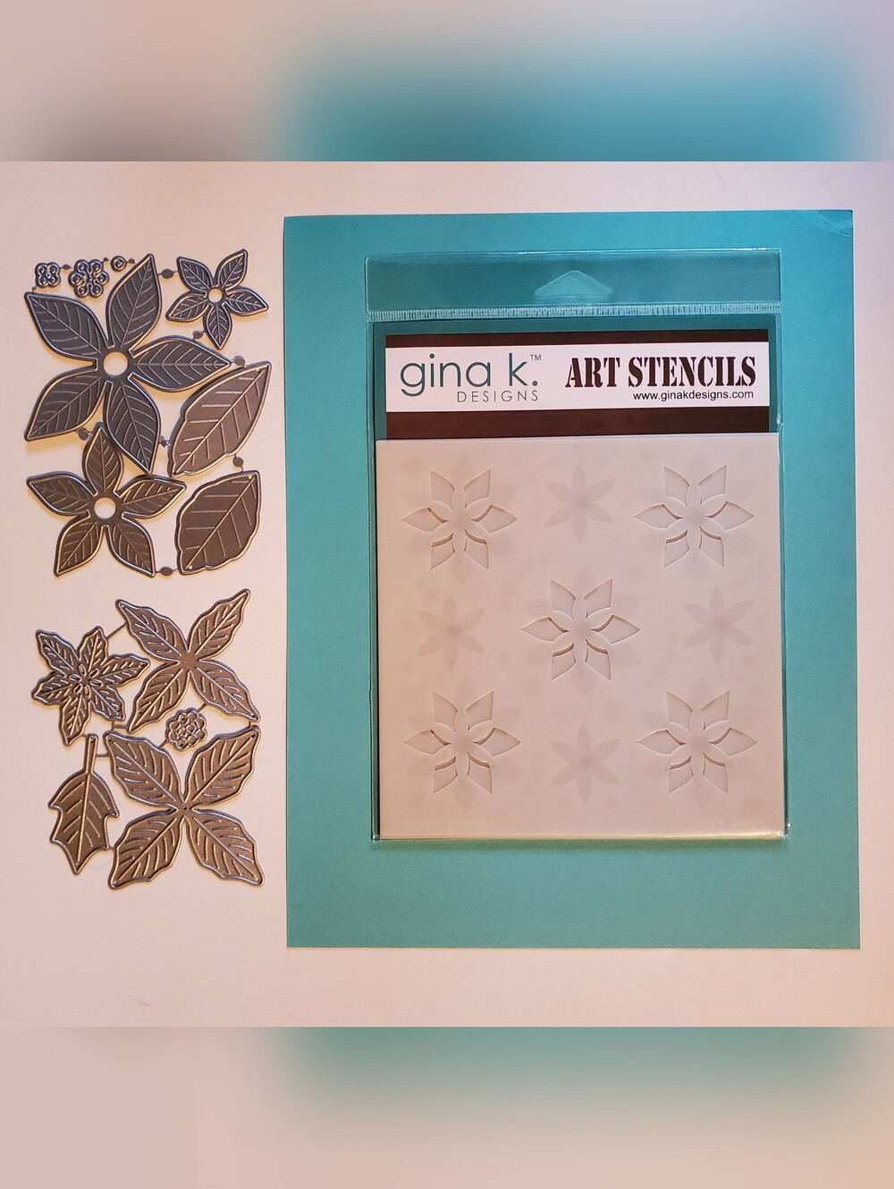 Gina K Designs Modern Poinsettia Stencils Plus 2 Poinsettia Dies Sets